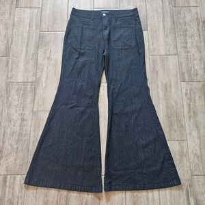 ModCloth Super Flare Jeans Size 18W Dark High Rise Patch Pocket Retro 70s Boho